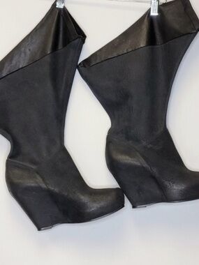 Rick Owens 09 CRUST Leather Women’s Black Wedges Sz 39/9